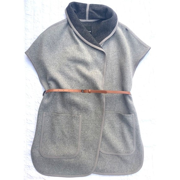 Trouve Womens XS/S Light Gray Belted Vest Mid-length Wool Blend - Picture 1 of 10